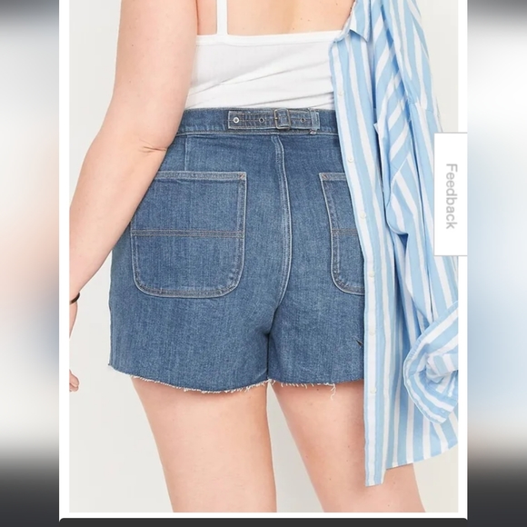 Old Navy plus size 30 High-Waist Sky-Hi Cut-Off Jean Shorts new - Picture 2 of 4